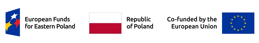 European Union and Poland flags, funding information.