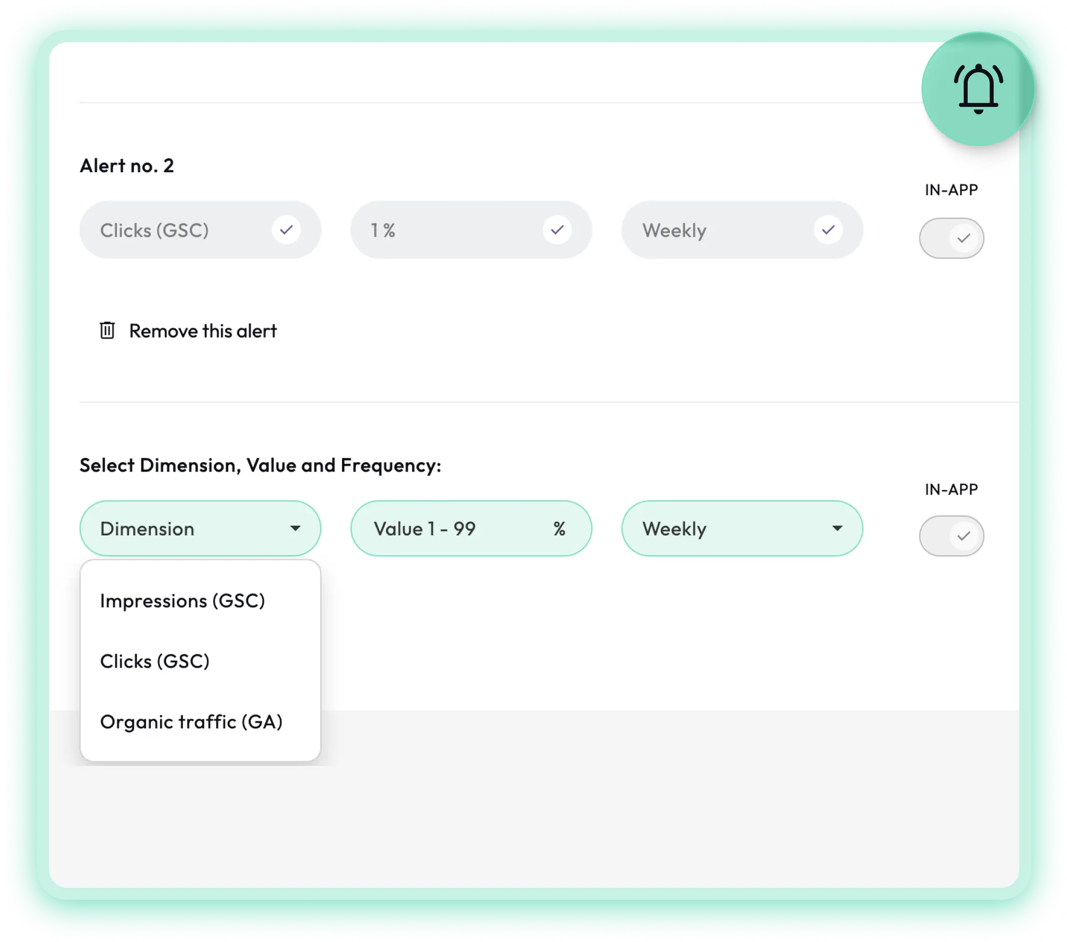 User interface of Revamper11 app used for monitoring search console data